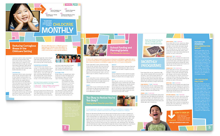 Preschool Kids & Day Care Newsletter Template   Word & Publisher