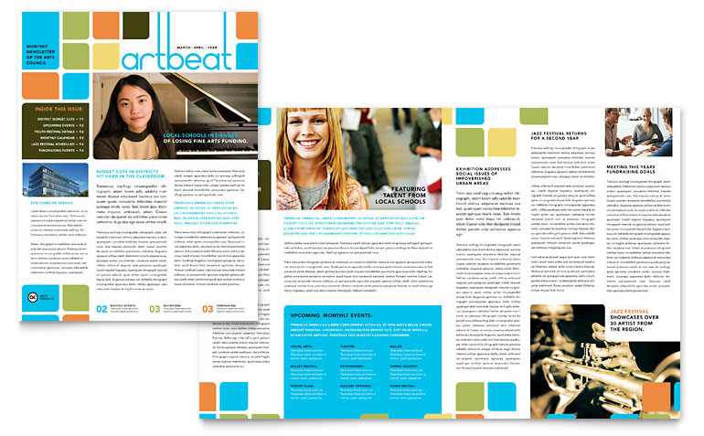 Arts Council & Education Newsletter Template   Word & Publisher