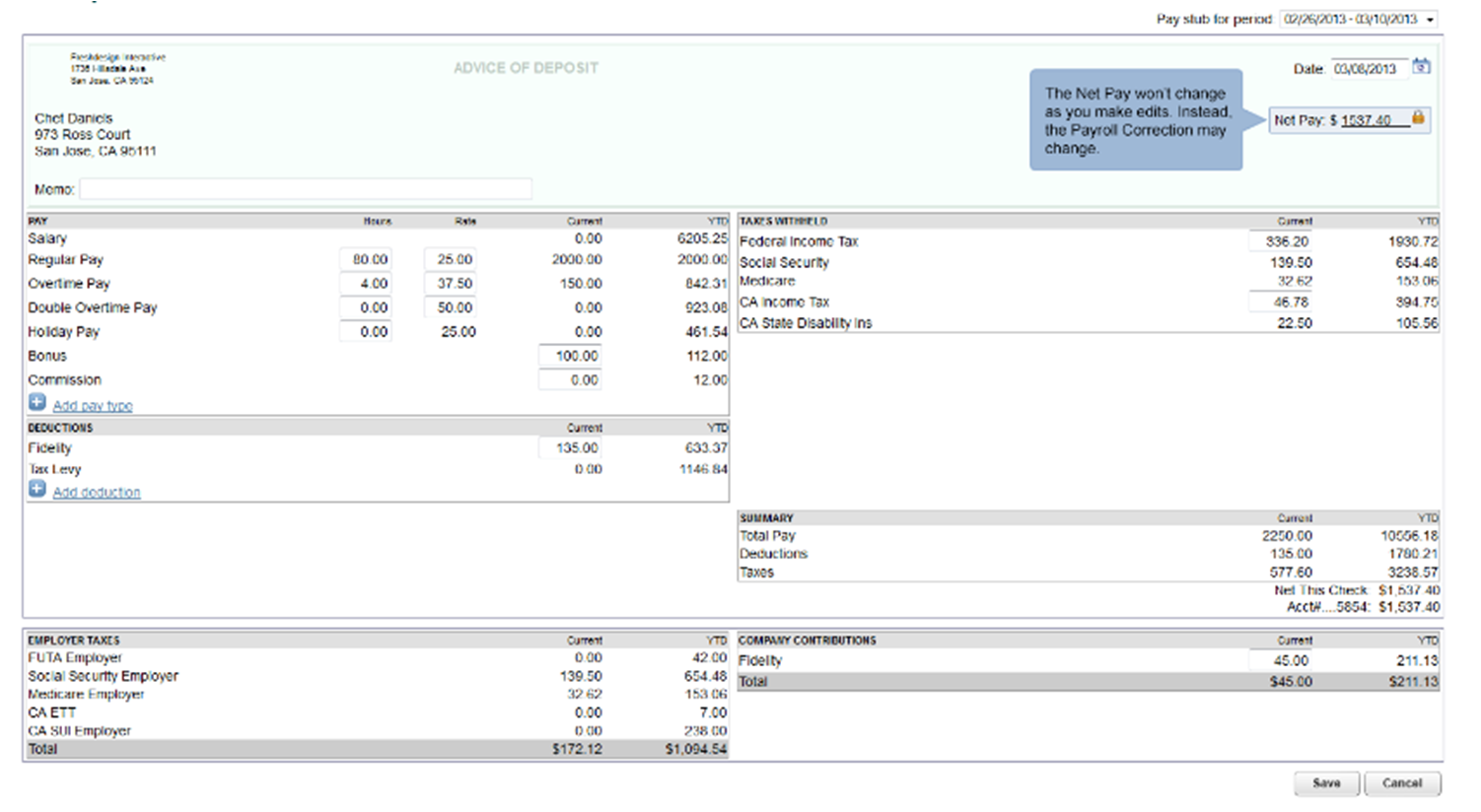 Quickbooks Pay Stub Template | Business Templates