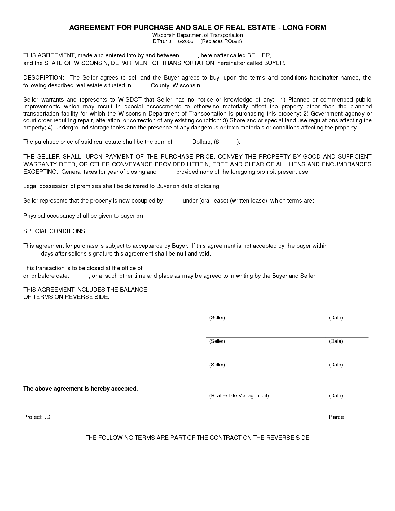Free Blank Purchase Agreement Form Images To Letter Oft Real 