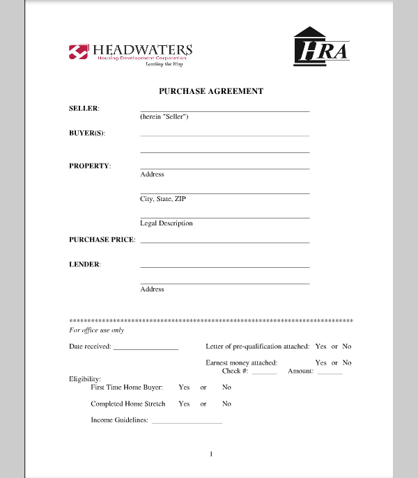 House Purchase Agreement Template Free   Schreibercrimewatch.org