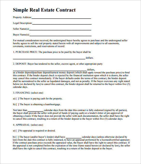 purchase agreement template real estate 7 real estate contract 