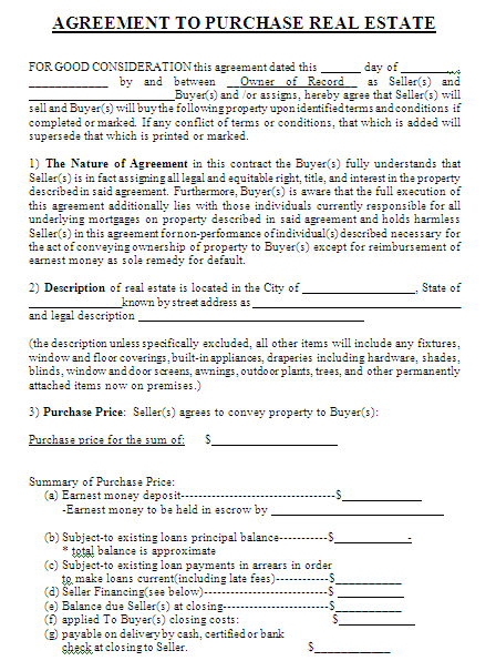 purchase agreement template real estate sample real estate 