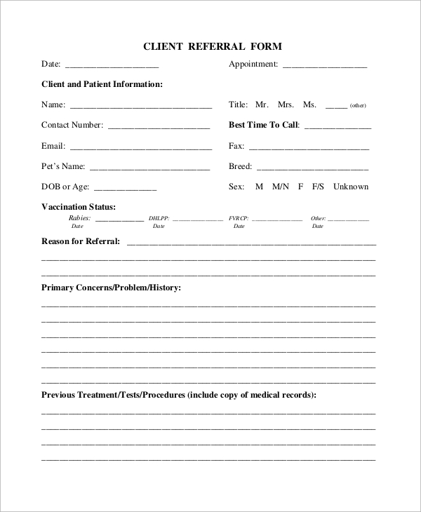 Referral Form Template   9+ Free PDF Documents Download | Free 