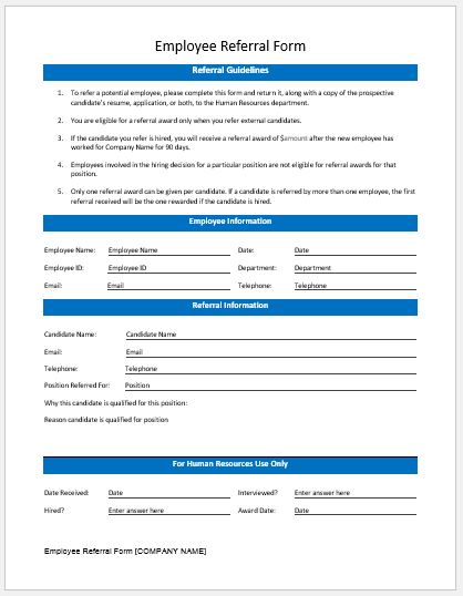 Employee Referral Form.