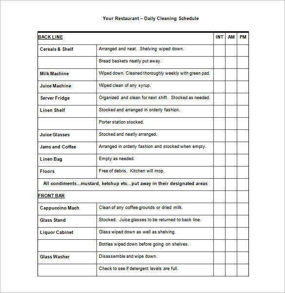 Restaurant Schedule Template 11+ Free Excel, Word Documents Restaurant Schedule Template 11+ Free Excel, Word Documents