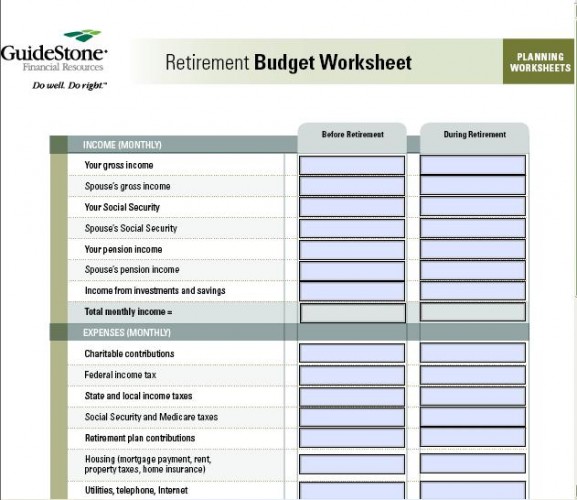 retirement budget worksheets   Mini.mfagency.co