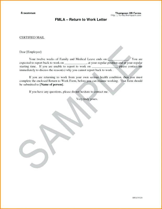 Return Work Letter Template Return To Work With Restrictions 