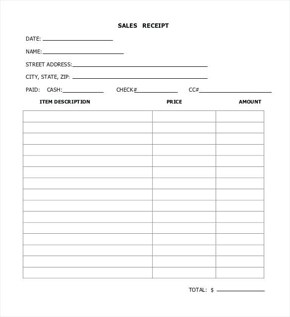 Free Printable PDF Sales Receipts Business Form Templates