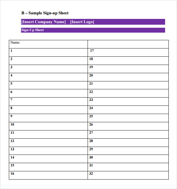 printable sign up sheet templates   Ecza.solinf.co