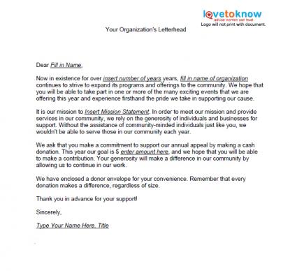 Samples Of Non Profit Fundraising Letters Donation Letter Samples 