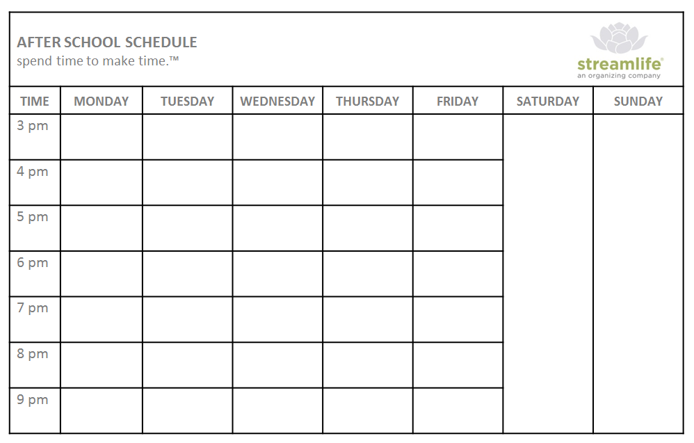 After School Weekly Planner And Schedule Template : V m d.com