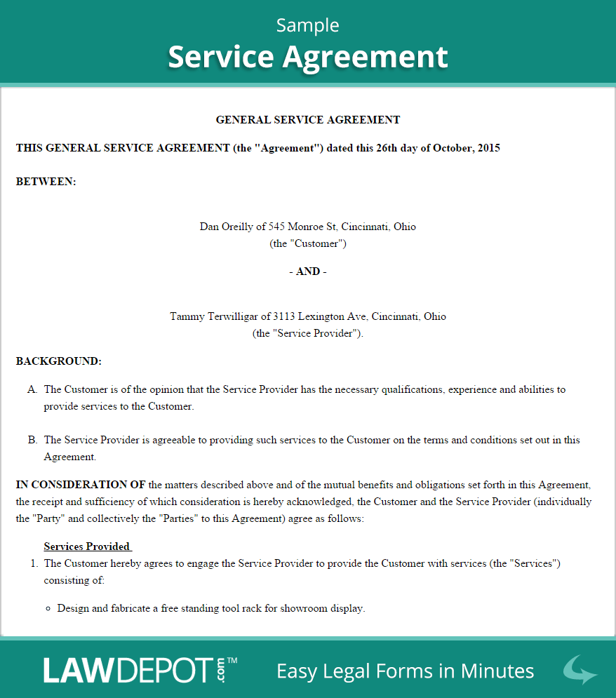 Service Agreement Form | Free Service Contract Template (US 