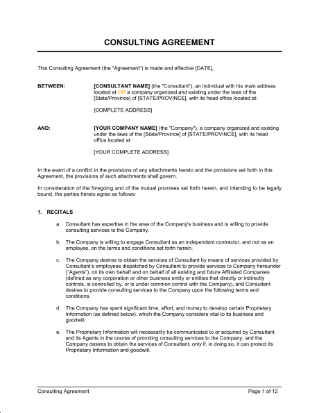 consulting agreement template word consultant agreement template 