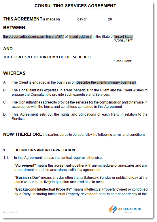 free consultancy agreement template australia consulting services 