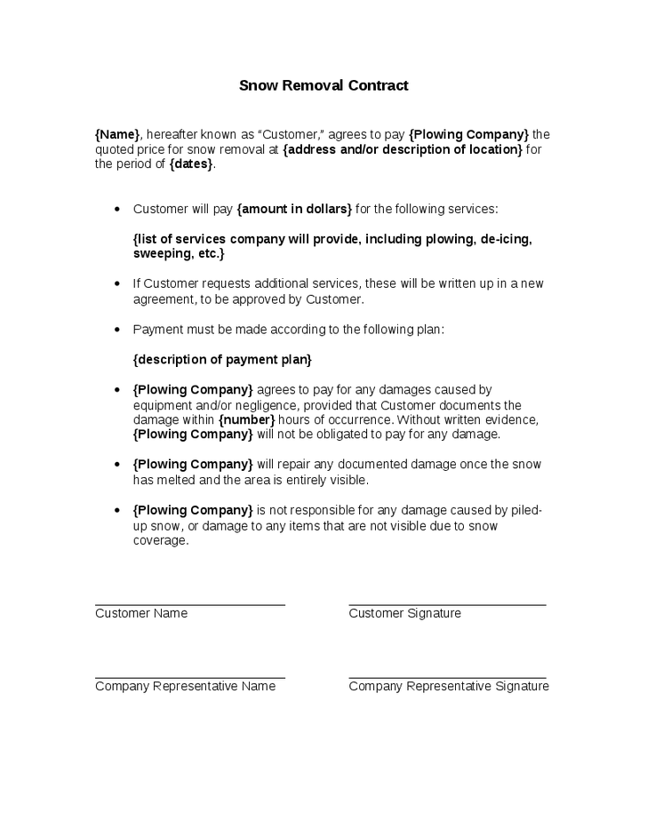 Snow removal contract template contracts 1 plow fieldstation co 