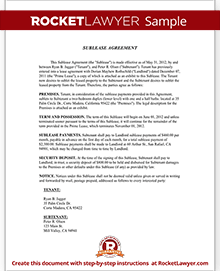 Sublease Contract Form | Sublease Agreement Template | Rocket Lawyer