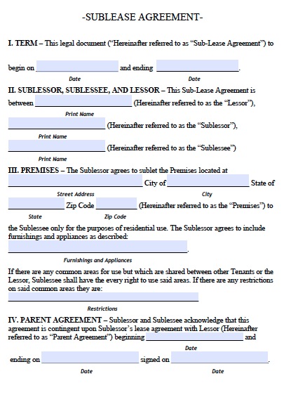 template for sublease agreement residential sublease agreement 