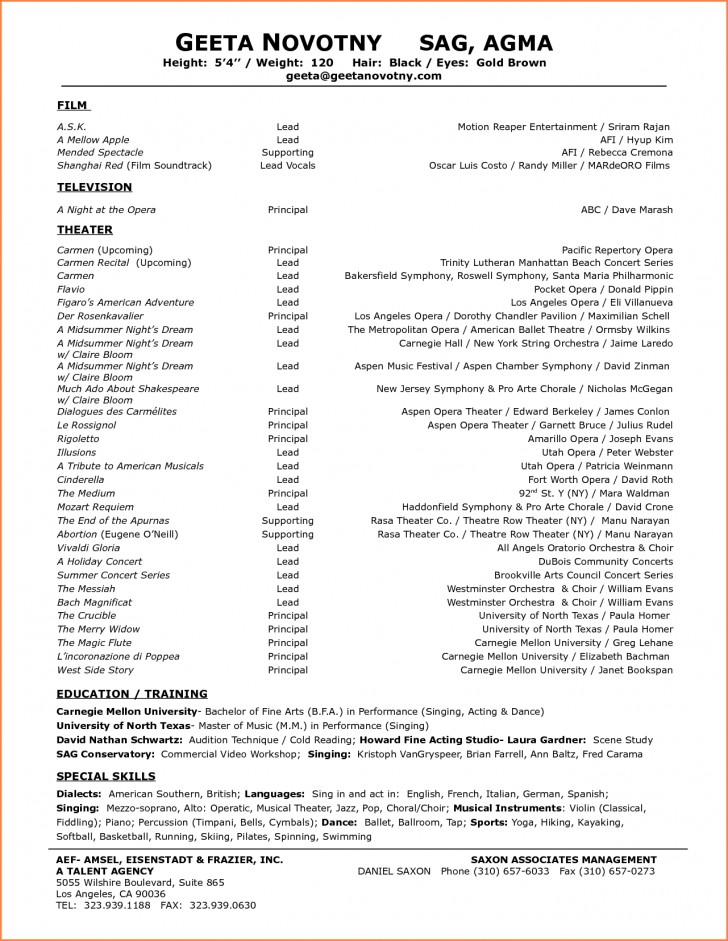 Download Sample Theatre Resume | Diplomatic Regatta