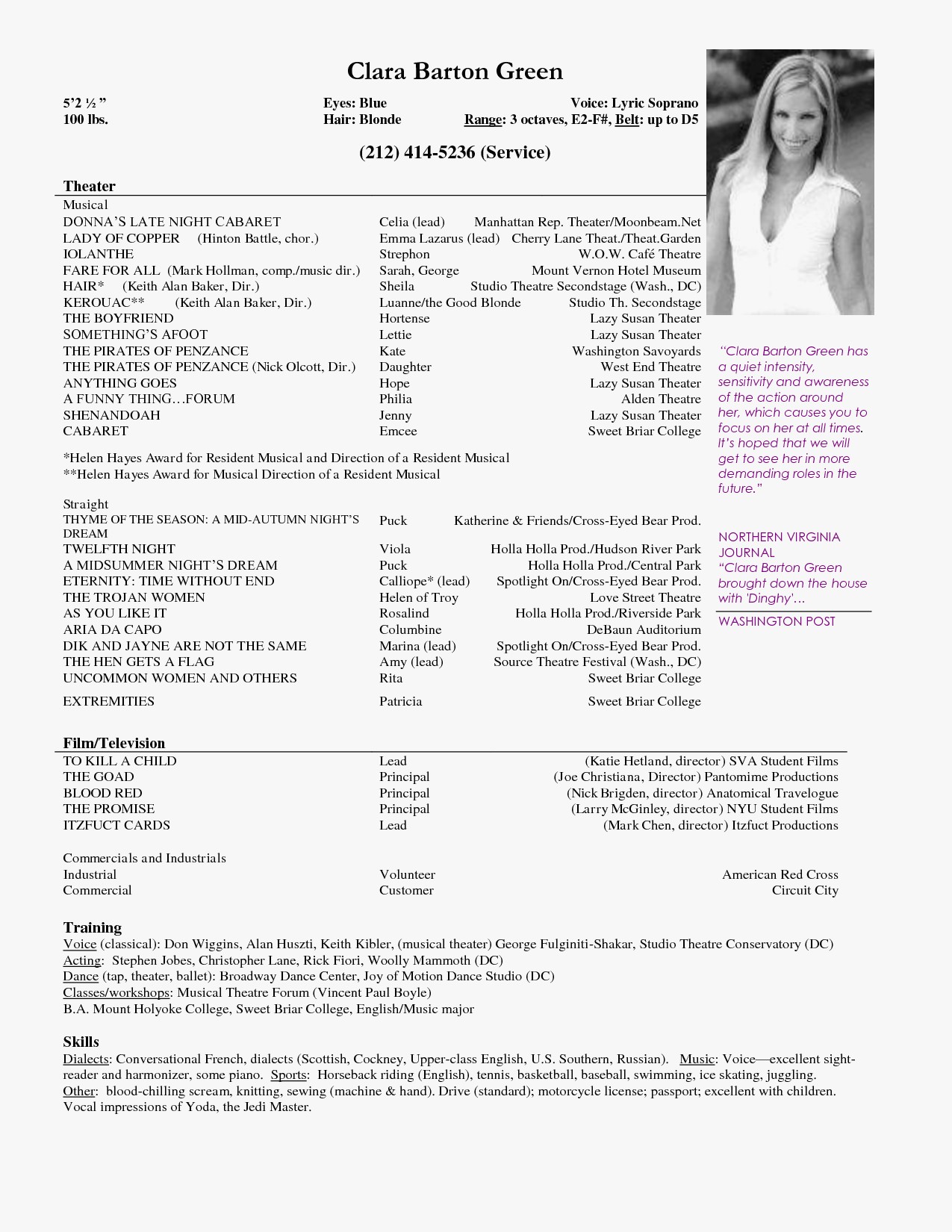 Theatre Resume Example   Customdraperies