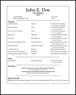Free Acting Resume Samples and Examples | Ace Your Audition