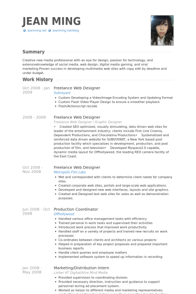 Freelance Web Designer Resume samples   VisualCV resume samples 
