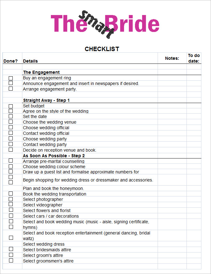 wedding planning list template   Ecza.solinf.co