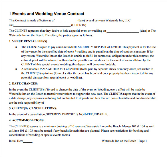 Venue Contract Template   Venue Rental Contract Agreement (with 