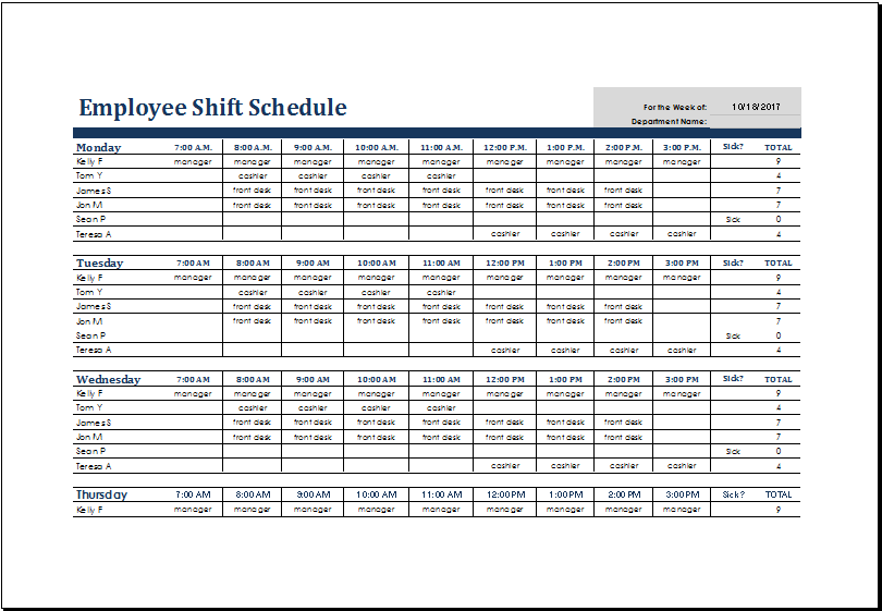Employee Shift Schedule Template   12+ Free Word, Excel, PDF 