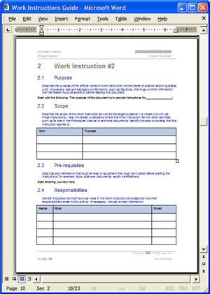 MS Word   Work Instructions Template Example | Work Instruct… | Flickr