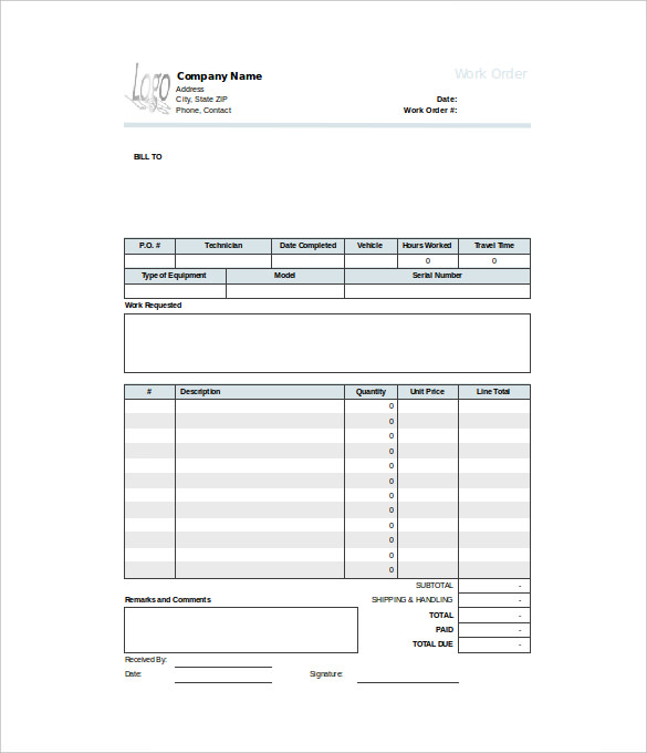 Contractor Work Order Form Template   OnsiteSnap